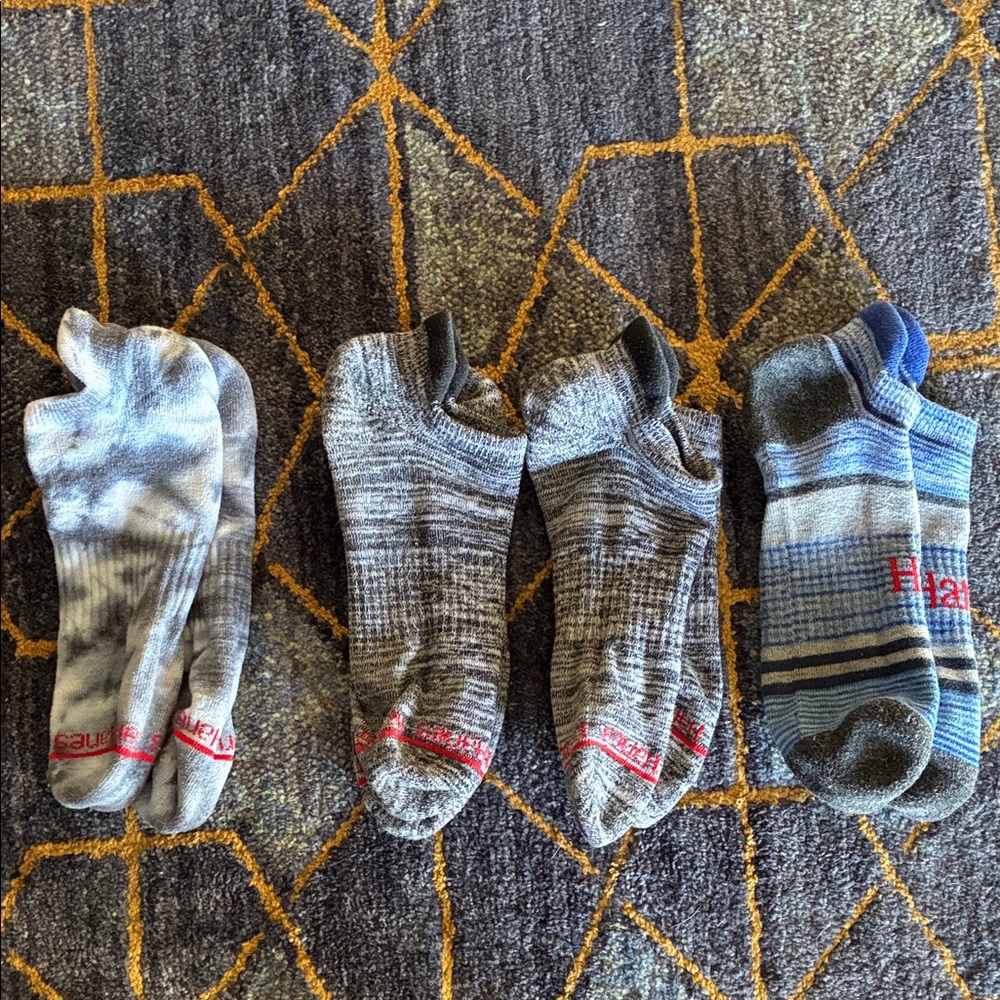 Hanes Men's Athletic Ankle Socks - Gray, Blue, White